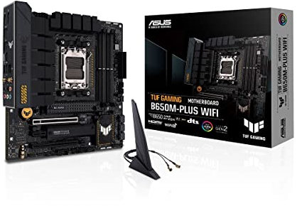 ASUS TUF GAMING B650M-PLUS WIFI Socket AM5 (LGA 1718) Ryzen 7000 mATX gaming motherboard(14 power stages, PCIe® 5.0 M.2 support, DDR5 memory, 2.5 Gb Ethernet, WiFi 6, USB4® support and Aura Sync)