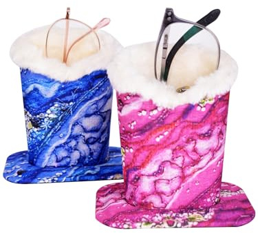 Baitaihem Support de lunettes pour table de chevet - Doublure en peluche douce - Support de lunettes de soleil - Étui de protection pour chevet, bureau, 2 couleurs, 4.7x 3.2x 4.8