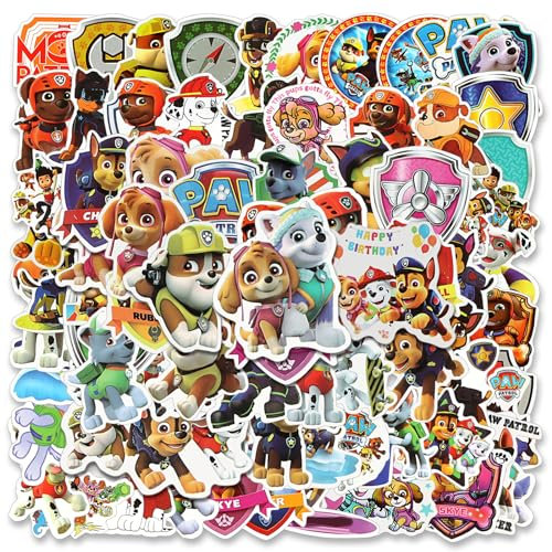 Powmag 100 Pcs Aufkleber Dog Patrol, Hund Patrol Sticker Kinder, Wasserfeste Vinyl Aufkleber, Sticker Kinder für Auto Fahrrad Skateboard Fotoalbum Laptop Mitgebsel DIY Scrapbooking Spielzeug