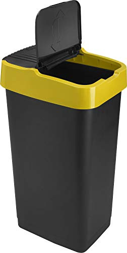 Catergold Recycle Bin Push&Up 60 Liter with Bin Bag for Home Kitchen Office Rubbish Trash Bin (Yellow)