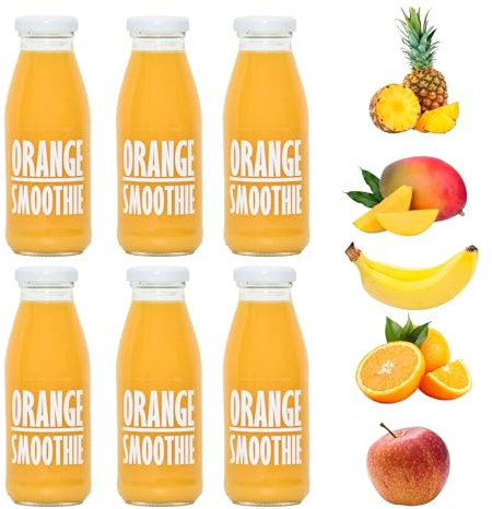 PRESSUICE Orange Smoothie 240 ml - 6 bottles pack - Fruit Smoothies Squash Oranges Apple Pineapple Mango Banana - No added Sugar - Drink for Kids and Adults - From Fresh Press NFC Juice