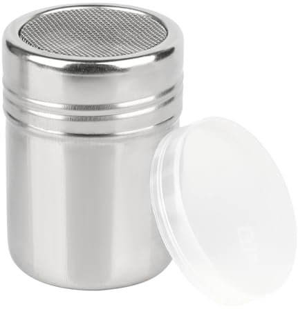 TINGTING Lot de 3 saupoudreurs en acier inoxydable avec couvercle frais, saupoudreur de cacao et saupoudreuse à farine, moulin à sucre en poudre pour cacao, café, chocolat, sucre, sel, pâtisserie et