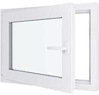 Ventana de PVC - 800 x 600 mm -Triple Acristalamiento - Blanco - Mango a la derecha