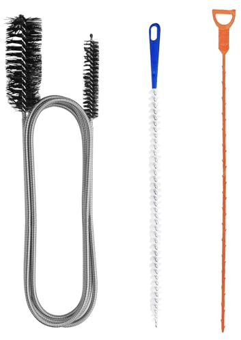 Bosmsaslad 3 Piezas Desatascador Tuberias Profesional, Cepillo Limpieza para Desagüe Flexible Tuberías, Herramienta Multifuncional Drenaje Eliminar Pelos y Desatascar, Cepillo de Limpieza para Desagüe