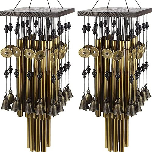 Janasiba 2 tubi interni in metallo per esterni, gioco con campana in rame, campane a per patio, giardino e terrazze, 80 cm