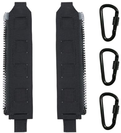 WLXW Panneau Dorsal Tactique Kit Fermeture Éclair Molle Adaptateur Sangle Fermeture Éclair Molle avec Système Chargement Extensible Gilet Tactique Sportif CPC JPC(Black)
