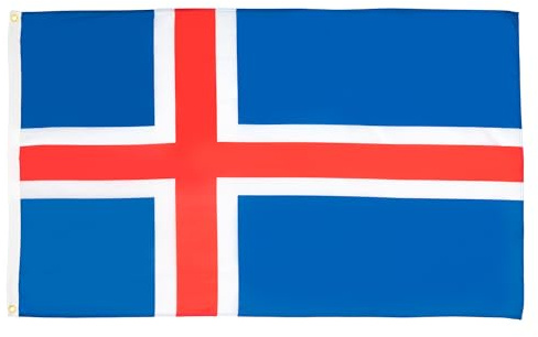 AZ FLAG Lote de 10 banderas de Islandia – 90 x 60 cm – Bandera islandesa 100% poliéster con ojales metálicos integrados