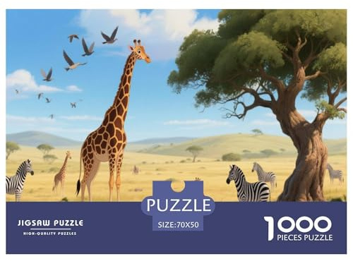 Giraffe | Cartoon-Illustration Herausforderndes Puzzle 1000 Teile, Bildungsspiel Spannendes Spielzeug Für Erwachsene Und Kinder, Einzigartig Wohndekor | Geschenk 70x50cm/1000pcs