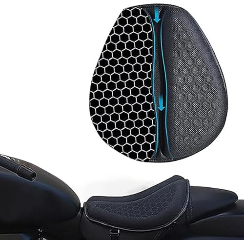 NNKIUOPE Foldable Motorcycle Gel Seat Cushion for Suzuki GSXR 1000 2007-2008 (K7-K8), 3D-Honeycomb Structure Shock Absorption with Petal Ergonomic Design for Long Ides Seat Cushion