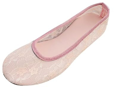 Bailarinas planas para mujer - Elegantes zapatos planos de encaje retro con bordado floral, zapatos ligeros de verano, transpirables, con suelas suaves, cómodos zapatos descalzos