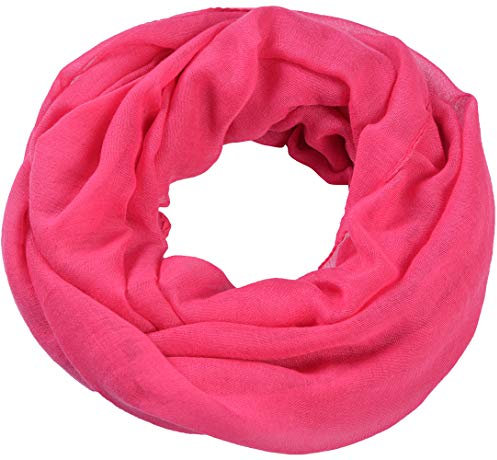 Miobo Loop Schal Crinkle Schal Halstuch Unifarbe 70 x 180cm Frühling Sommer Herbst Rund Pink