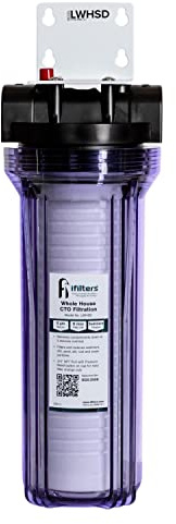 iFilters Whole House Sediment Filter System for Dirt, Sand, Silt, Rust and Scale - Clear Housing - 3/4 Ports - Pressure Relief Button