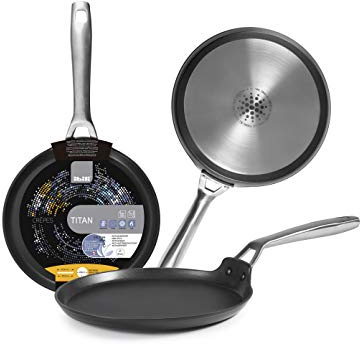 IBILI - Sarten de crepes titan, 26 cms, Aluminio fundido, Antiadherente, Apto para induccion