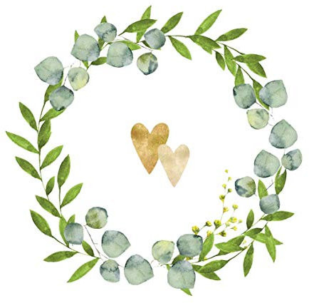 20 Servietten Herz Gold im Kranz | Hochzeit | Tischdeko 33 x 33 cm