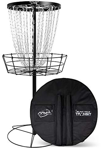 MVP Disc Sports Black Hole Lite 24-Chain Disc Golf Basket with Transit Bag