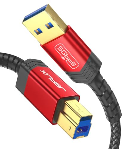 JSAUX USB 3.0 B Kabel [3M, 5Gbps] USB A auf USB 3 Typ B Kabel Nylon Geflochten Kompatibel mit Dockingstation, USB 3.0 Hub, externe Festplatten, Scanner, Drucker usw-Grey