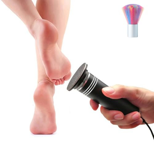 Elektrischer Fuß-Hornhautentferner, einstellbare Geschwindigkeit, elektronische Hornhautentferner-Maschine mit 60 austauschbaren Schleifpapierscheiben (schwarz)