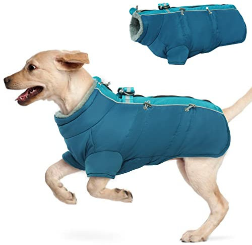 Hjyokuso Wasserdichter Hundemantel Winter Warme Jacke, Hundejacken für kleine Mittel Große Hunde, Hundepullover, Winddichte Wintermantel Hund mit Reflektierender Streifen und Reißverschluss XXL