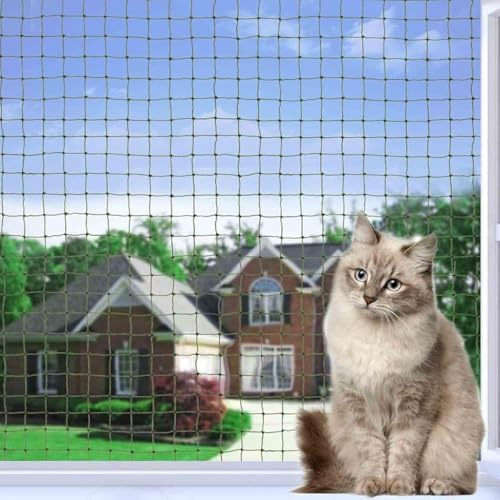 Tatamiyya Rete per gatti per balcone, rete per gatti rinforzata con filo 6 x 3 m, robusta e resistente agli strappi, ai raggi UV e alle intemperie, per balconi, terrazze e finestre (verde oliva)