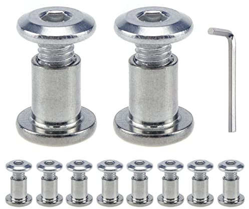 MY MIRONEY M6 x 8mm Binding Post Screw Hex Drive Socket Cap Bolts Stainless Steel Binding Bolts and Barrel Nuts Kit, for Furnitures Leather Belt Buckle, 10 Sets