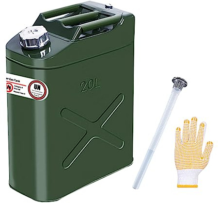 Zemoeng 20L Metall Kanister Benzinkanister mit flexiblem Ausguss für Diesel, Benzin - UN zugelassener Kraftstoffkanister