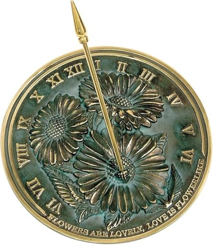 ANTIQUEMEDIEVAL Cadran solaire en laiton massif avec reflets vert-de-gris 25,4 cm de diamètre