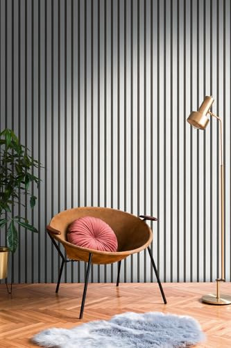 TAPETE LIVING Tapete Holzoptik Silber Schwarz Metallic 3D Vliestapete Holzpaneele skandinavische moderne Wandpaneele
