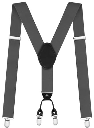 AUYAO Tirantes para Pantalones Hombre, 35mm Ancho Tirantes Hombre con Doble Clip en Correa Trasera, X Forma Alta Resistencia Tirantes Duradero, Tirantes Traje Hombre de Business Fiesta Boda, 76-117cm