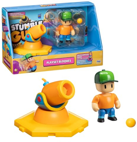 Bizak Stumble Guys Playset con Figura Articulada de 7,5 cm, Recrea Escenas del Videojuego, Mr. Stumble con Cañón, Niños y Niñas +8 Años, (64119201)
