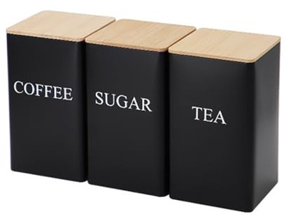 Embalaje sellado con tapa de bambú, lata de café estilo simple, lata de hojalata, azúcar, té, café, tapa de madera, lata de café de bambú (traje negro)