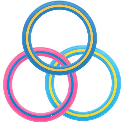 Lot de 3 anneaux de lancer - 25 cm - Disque volant - Jouet de plage pour adultes - Jouet de plein air - Pour aire de jeux scolaire, aire de jeux en plein air, piscine, parc (rouge, bleu, bleu foncé)