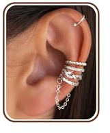 Adramata 5Pcs Ear Cuff Earrings for Women Adjustable Fake Earrings Cartilage Helix Piercing Earring Silver/Gold Plated Clip On Earring Set Hypoallergenic Fake Piercings Ear Cuff No Piercing