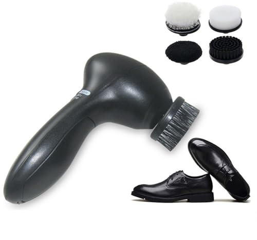Beufee Kit d'électricité de la Chaussure électrique, Kit de Soins de Nettoyage de Brosse à Chaussures à la Main avec 4 têtes de Pinceau pour Nettoyage en Cuir et Vernis