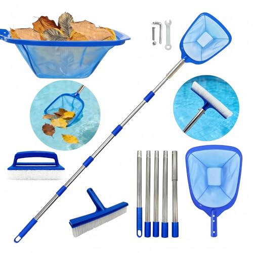 Shengou Recogehojas para Piscinas 218 cm,Red de Limpieza de Piscinas,Recogehojas Piscina Malla Fina,Kit Limpieza Piscina,Red Piscina Limpieza para Piscina,Spas,Estanques,Parque Acuatico