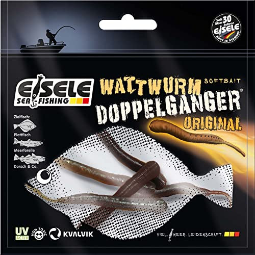 Eisele Wattwurm Doppelganger das Original - 8cm - 5 Stück - gelfavourt - Farbe: motoroil