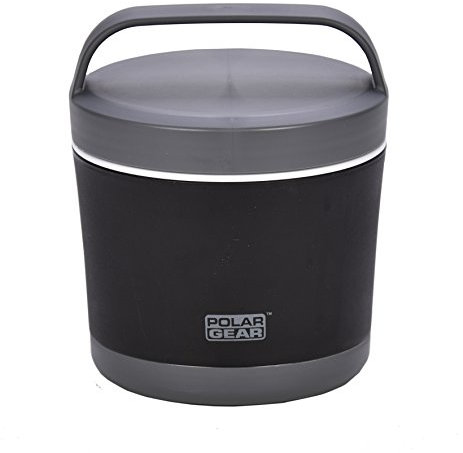 Polar Gear Insulated Microwave Bowl – Double Layer Soup & Food Container with Spoon & Fork – for Work, School & Travelling – Black/Grey, 500ml