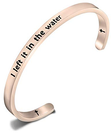 ENSIANTH Baptism Gift For Women I Left it in The Water Cuff Bracelet Baptized Bracelet for Teen Adult Baptism Gift (RG-I Left)
