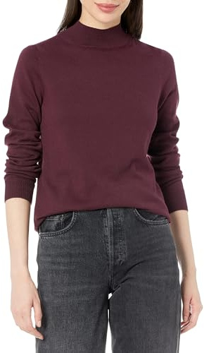 Amazon Essentials Women's Lightweight Mock Neck Pullover Sweater, Regular Fit (Available in Plus Size), Burgundy, X-Large