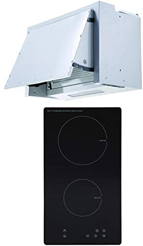 SIA 30cm Black Domino 2 Zone Electric Induction Hob & 60cm Integrated Extractor