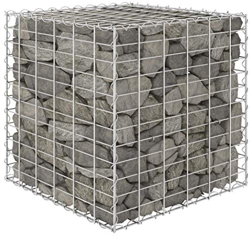FAMIROSA Cube Gabion Planter Raised Bed Wire Fencing Steel H-Shaped Patio Flower Plant Basket Rock Stone Fill Mesh Fence for Garden, Backyard, Outdoor Landscape 23.6x23.6x23.6