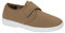 GladRags Mens Canvas Hook & Loop Strap Closure Wider Fit Plimsoll Pump Trainer Deck Shoe, Taupe, Size 9