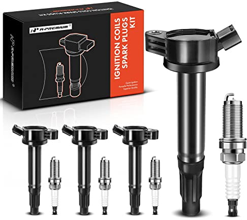 A-Premium Ignition Coil Pack and Iridium Spark Plugs Compatible with Toyota Camry 2010-2017, RAV4 2009-2018, Sienna 2011-2013, L4 2.5L 2.7L, Set of 4, Replace# 90919-A2002