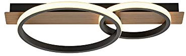 SellTec LED Deckenlampe, Holz Dekor, rund 53x31cm Deckenleuchte | Farbtemperatur warmweiss | moderne Rahmenleuchte für Wohnzimmer, Schlafzimmer & Küche……