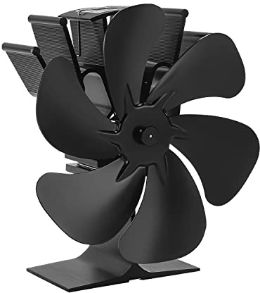 Tubiaz 6 Blättern Kaminventilator, Ofenventilator hitzebetrieben， Kamin Ofen Ventilator für Holzbrenner, Kaminöfen, Umweltfreundlich Friendly leiser Betrieb Ventilator mit magnetischem Thermometer