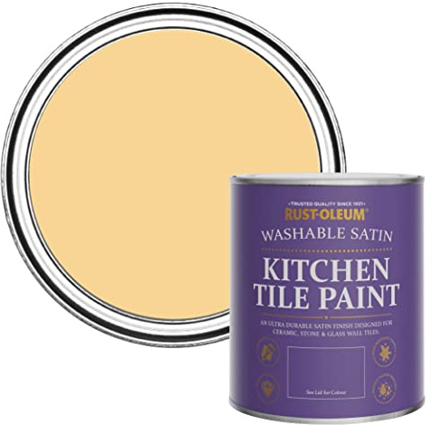 Rust-Oleum Yellow water resistant Kitchen Tile Paint in Satin Finish - Mustard 750ml