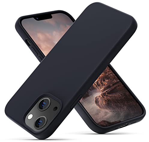 OIIAEE Liquid Silicone Case Designed for iPhone 13 Mini Case, Ultra Slim Shockproof Protective Phone Case Cover with Soft Anti-Scratch Microfiber Lining, 5.4 inch, Black