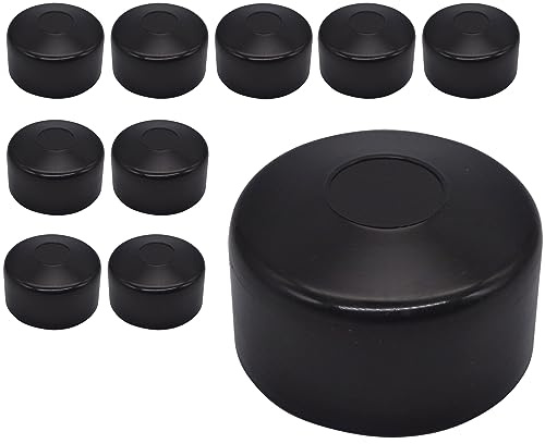 SKIR'CO (10 piezas) Tapas para Postes de Valla, Tapas de Plástico Negro Redondas de 60 mm para Postes de Valla Redondos, Cubiertas para Postes de Valla, Color Negro RAL 9005