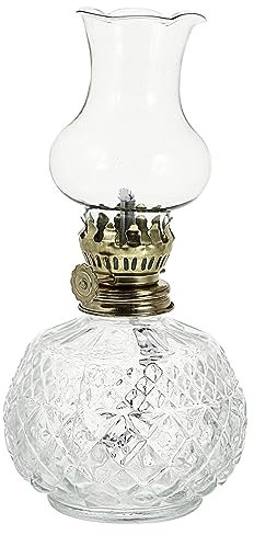 Garneck Vintage Glass Oil Lamp Kerosene Lamp Decorative Oil Lantern with Adjustable Fire Wick for Indoor Home Lighting Rustic Decoration