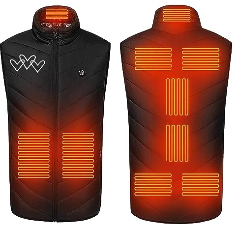 Yolimok Gilets Chauffants Hommes Et Femmes Sans Manches éLectrique Lavable Avec 9 Zones De Chauffage Gilet Full Zip Outdoor VêTements Pour Chasse RandonnéE En Plein Air Ski PêChe Thanksgiving NoëL