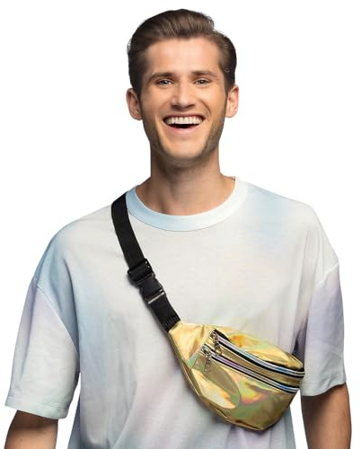 Boland - Sac Banane holographique, rétro, Accessoires pour déguisements de Carnaval, Sac ventral, Accessoires pour Festivals, Carnaval, fête à thème